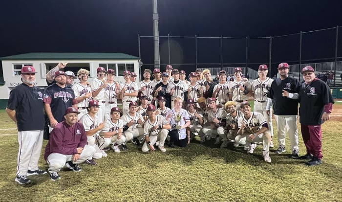 The Stoneman Douglas baseball team celebrates its championship at the 2024 BCAA Tournament.